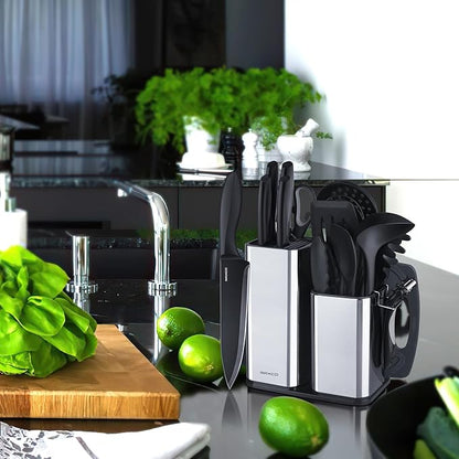 Kitchen Utensils Set,18-Piece Cooking Utensils and Knife Set,Black